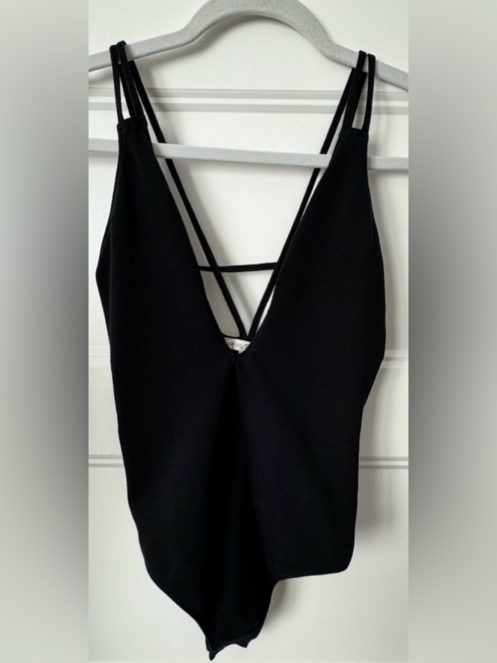Express Black Plunge Bodysuit XS Strappy Back Deep V Going Out